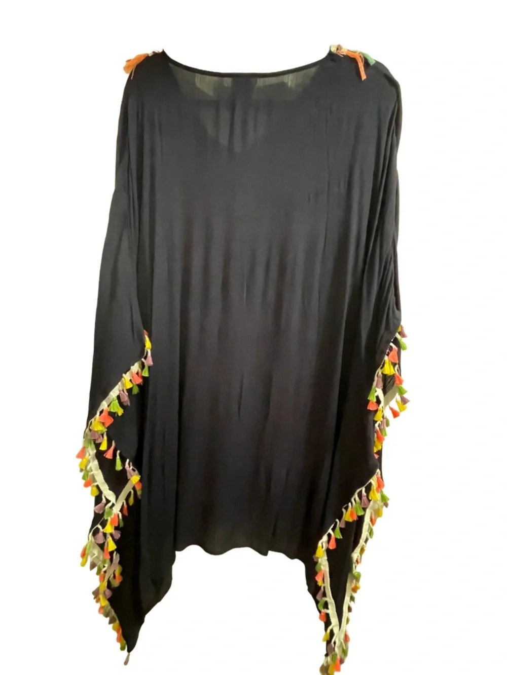 NWT Hayden Los Angeles Navy Tassel Boho Beach Cover-up Festival Poncho 1X/2X